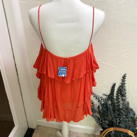 Free People Red Ruffle Cascade Sleeveless Top NWT Size XS - Picture 6 of 7